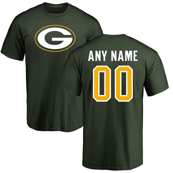 Men Green Bay Packers NFL Pro Line Green Any Name and Number Logo Custom T-Shirt->nfl t-shirts->Sports Accessory